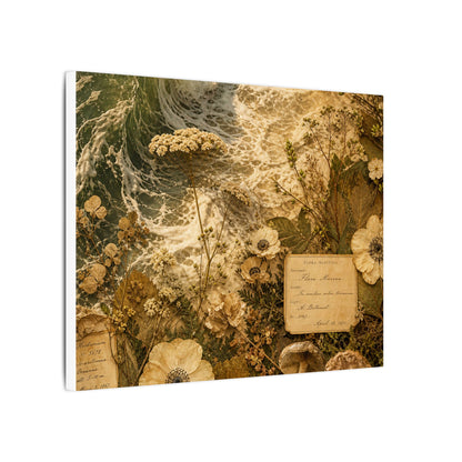 Spring Ocean Wave Herbarium Canvas Art | Nostalgic Decor