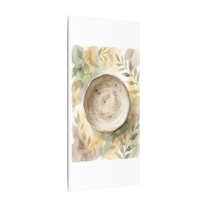 Ceramic Bowl Watercolor Canvas Art | Warm Japandi Art