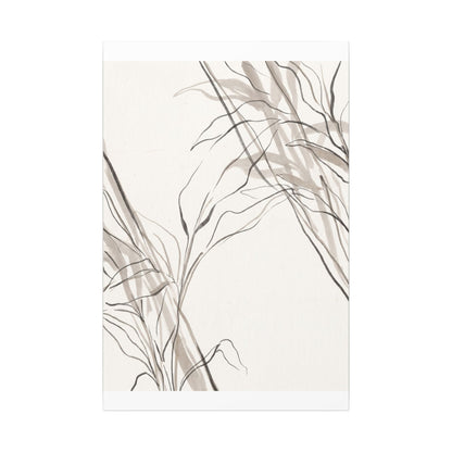 Neutral Shoji Screen Canvas Art - Minimal Line Japandi