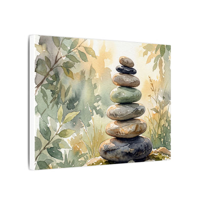 Golden Hour River Stones Canvas Art - Japandi Mono No Aware
