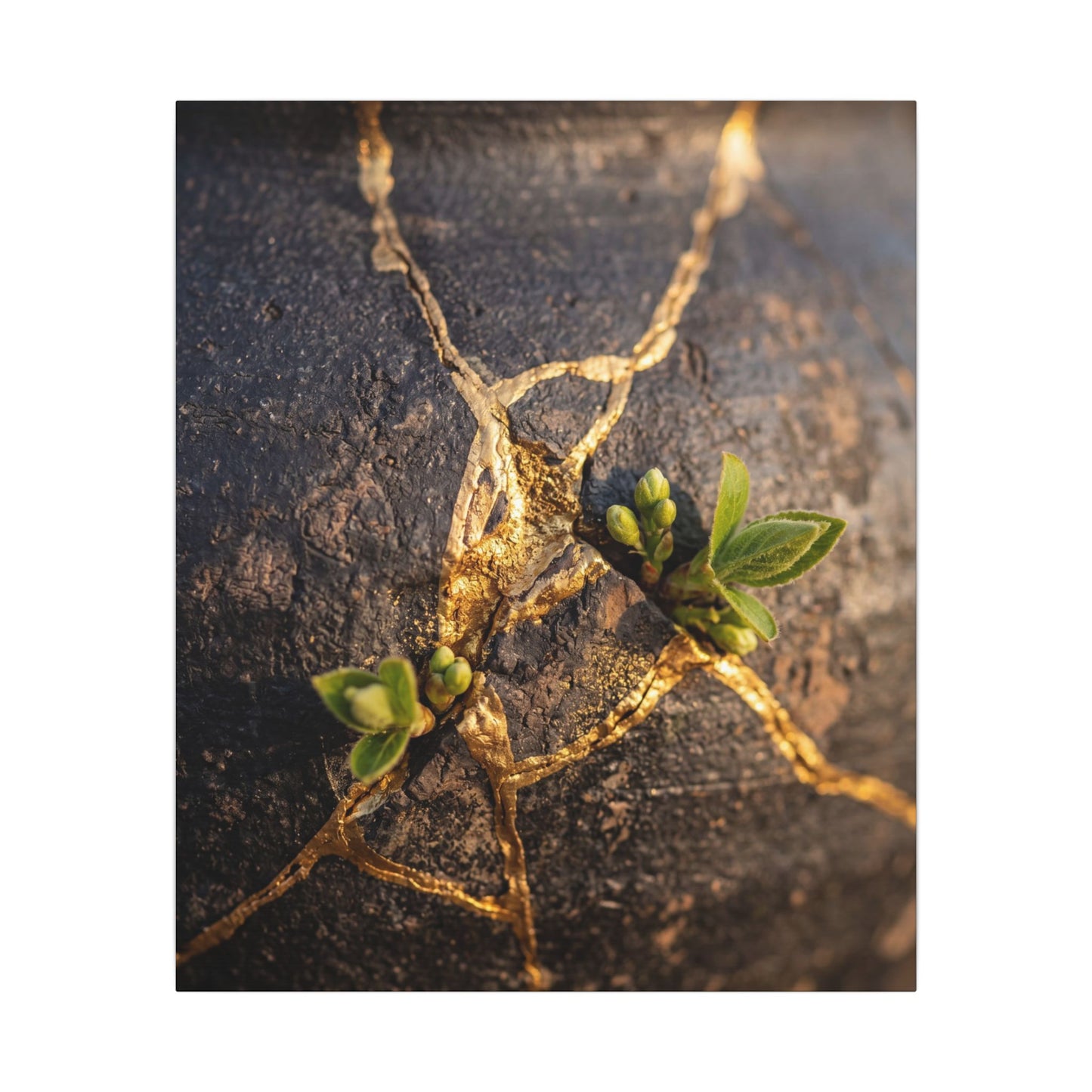 Rust Patina Gold Repair Canvas Art | Resilient Kintsugi Art