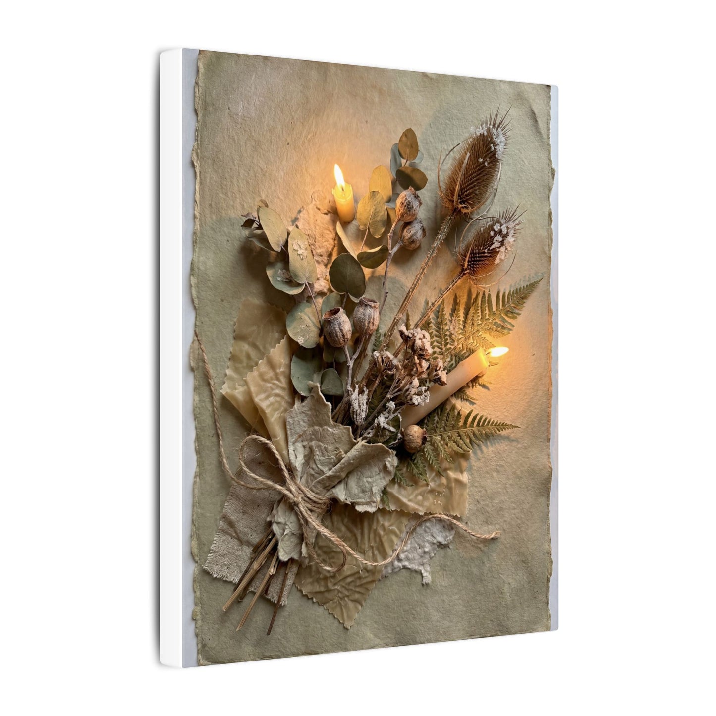Dried Flowers Texture Canvas Art | Warm Japandi Art