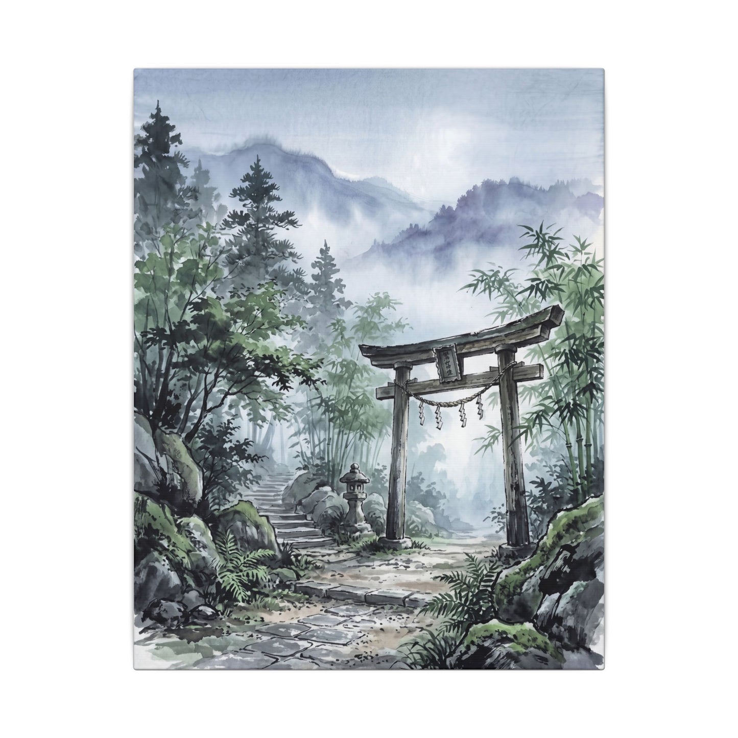 Moonlight Torii Gate Canvas Art - Zen Fukinsei
