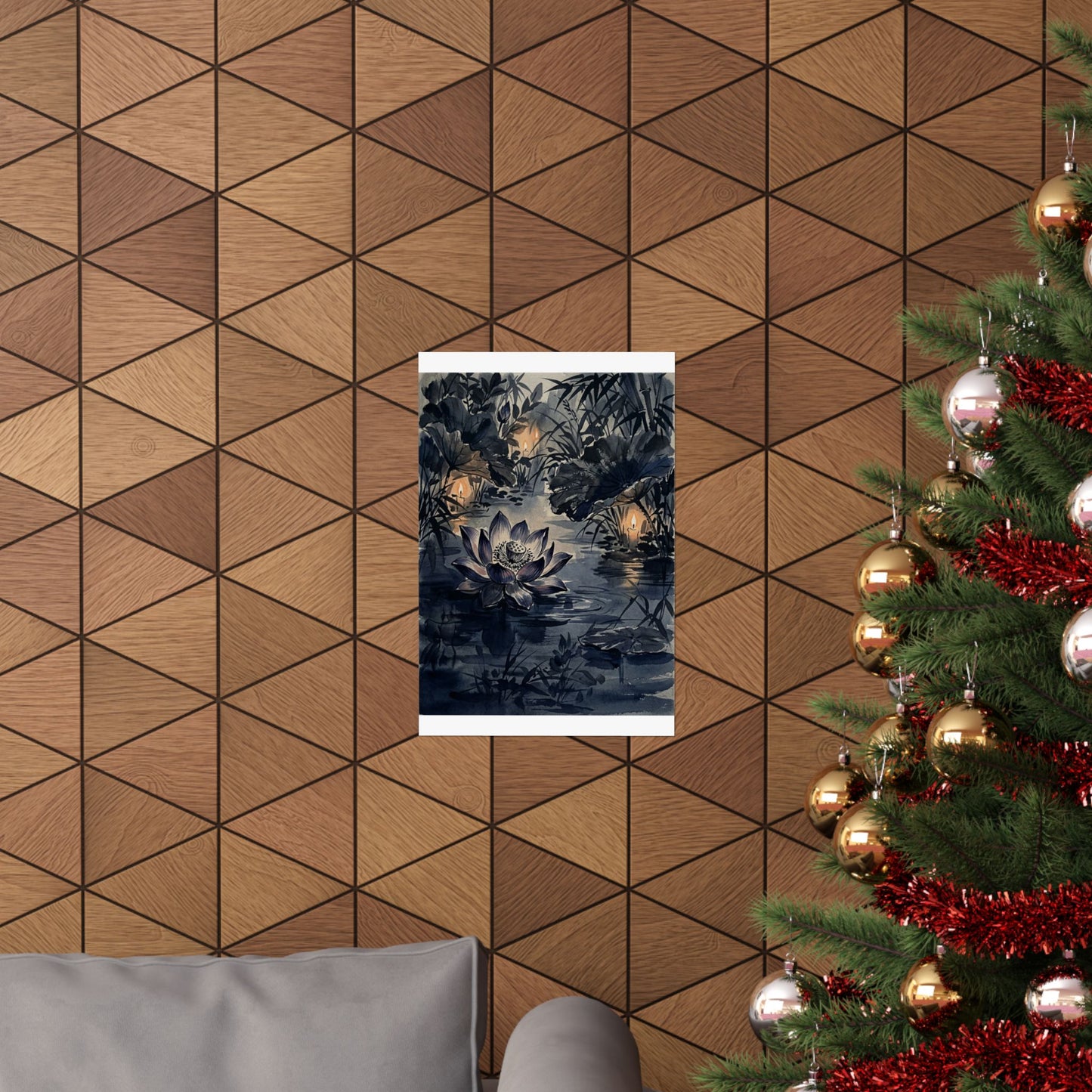 Candlelight Lotus Flower Wall Art Print - Zen Fukinsei