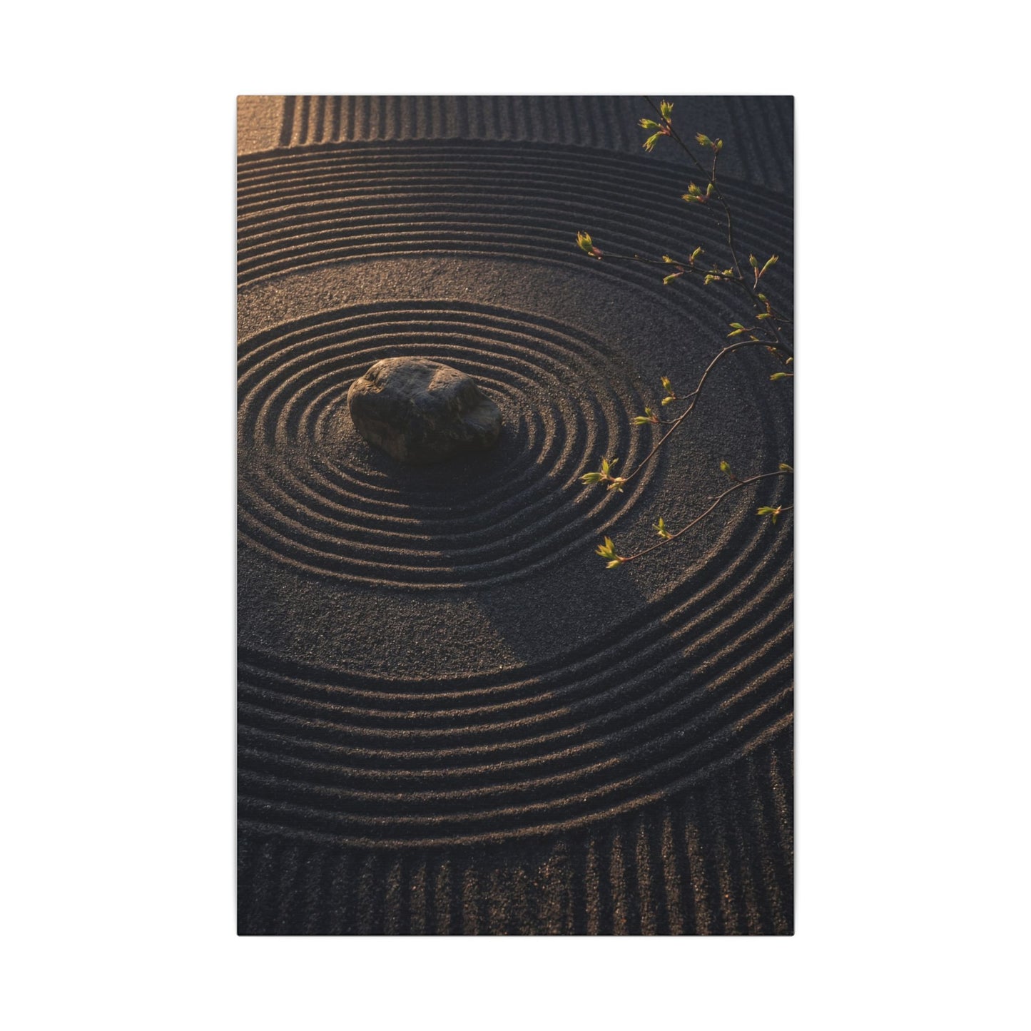 Rock Garden Shadow Zen Canvas Art | Bold Dark Japandi Art