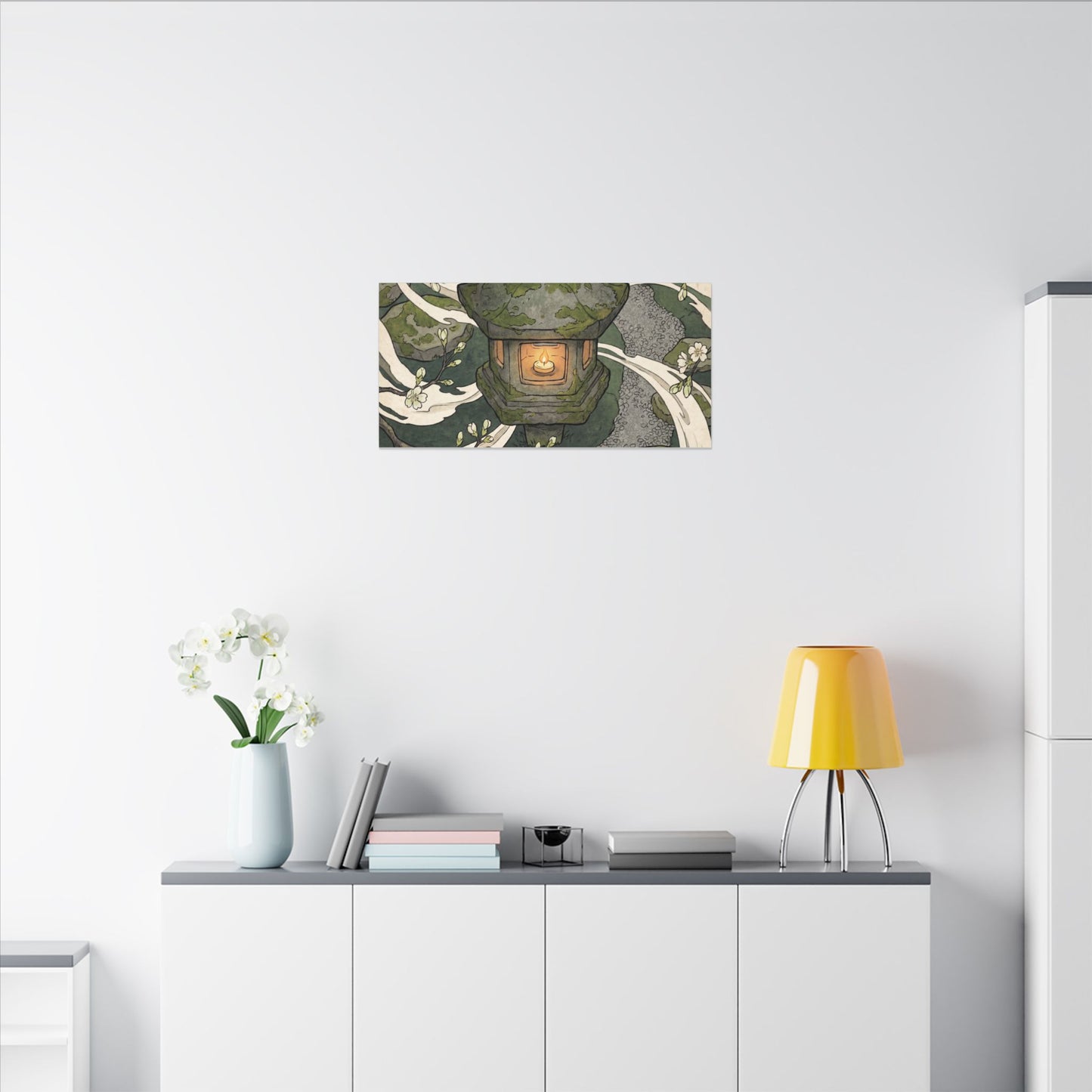 Zen Stone Lantern in Candlelight | Ukiyo E Inspired Canvas Art