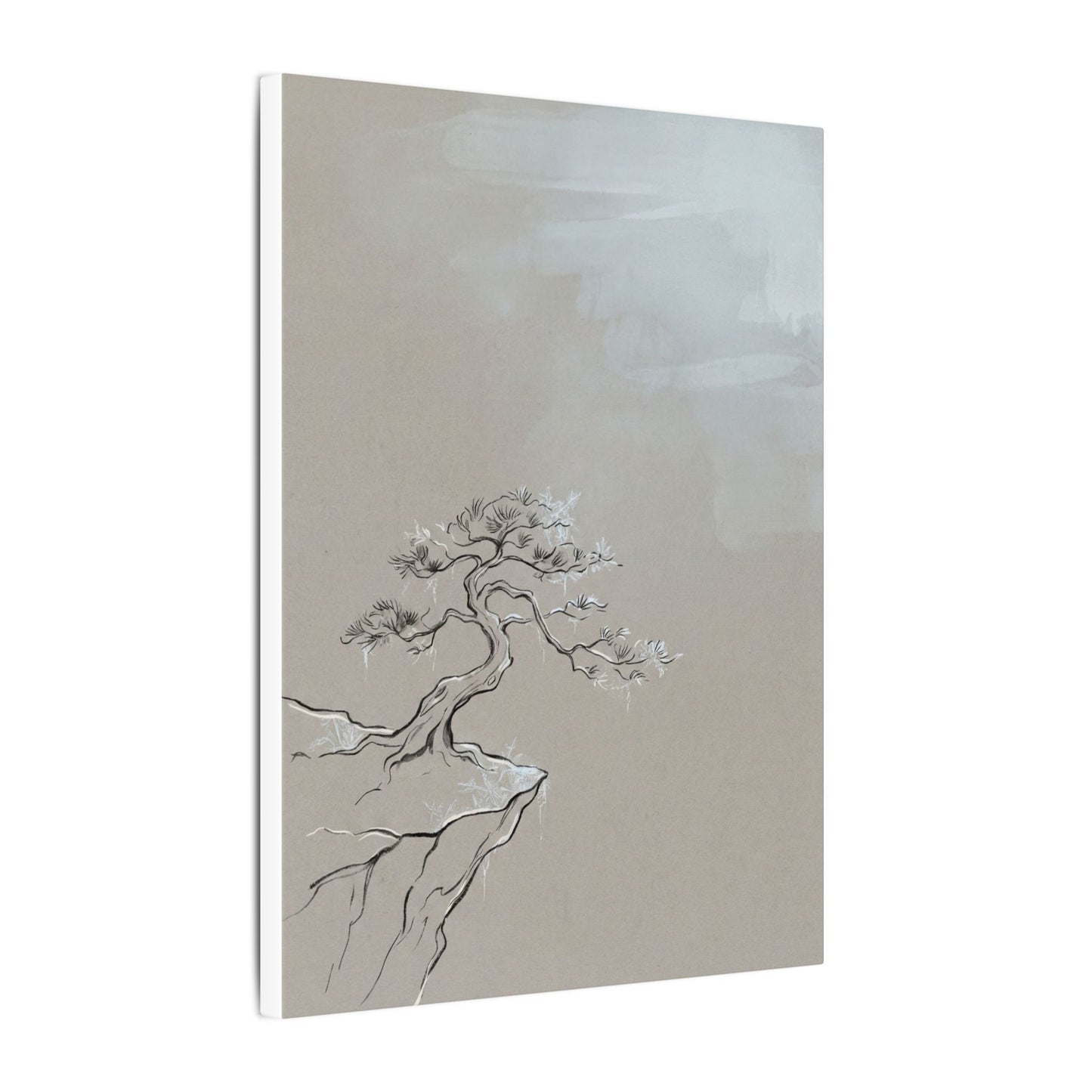 Pine Tree Minimal Line Canvas Art | Warm Japandi Art