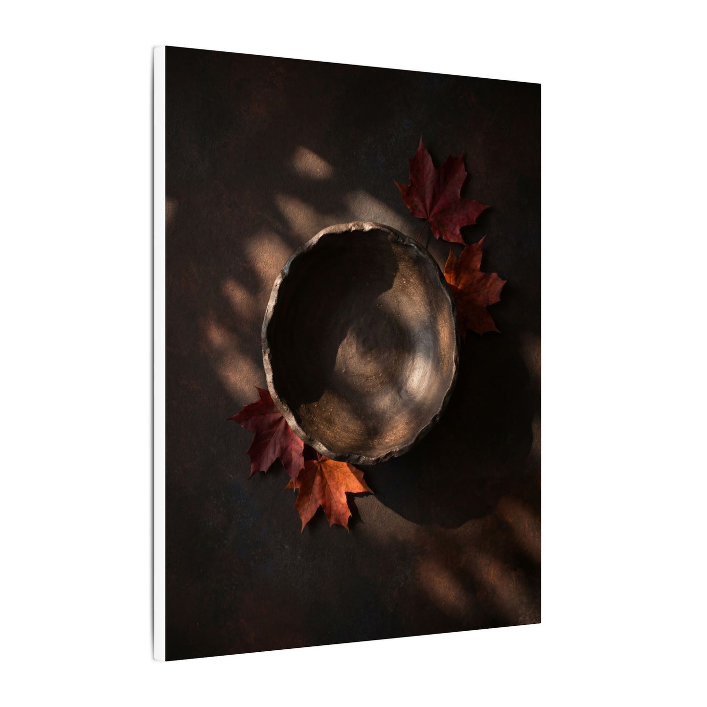 Ceramic Bowl Canvas Art | Autumn Dark Japandi Dark Texture Art