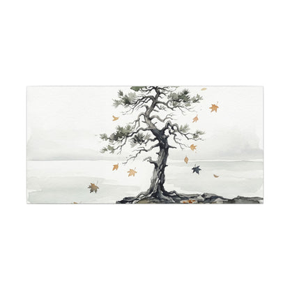 Japandi Pine Tree in Overcast | Watercolor Canvas Art