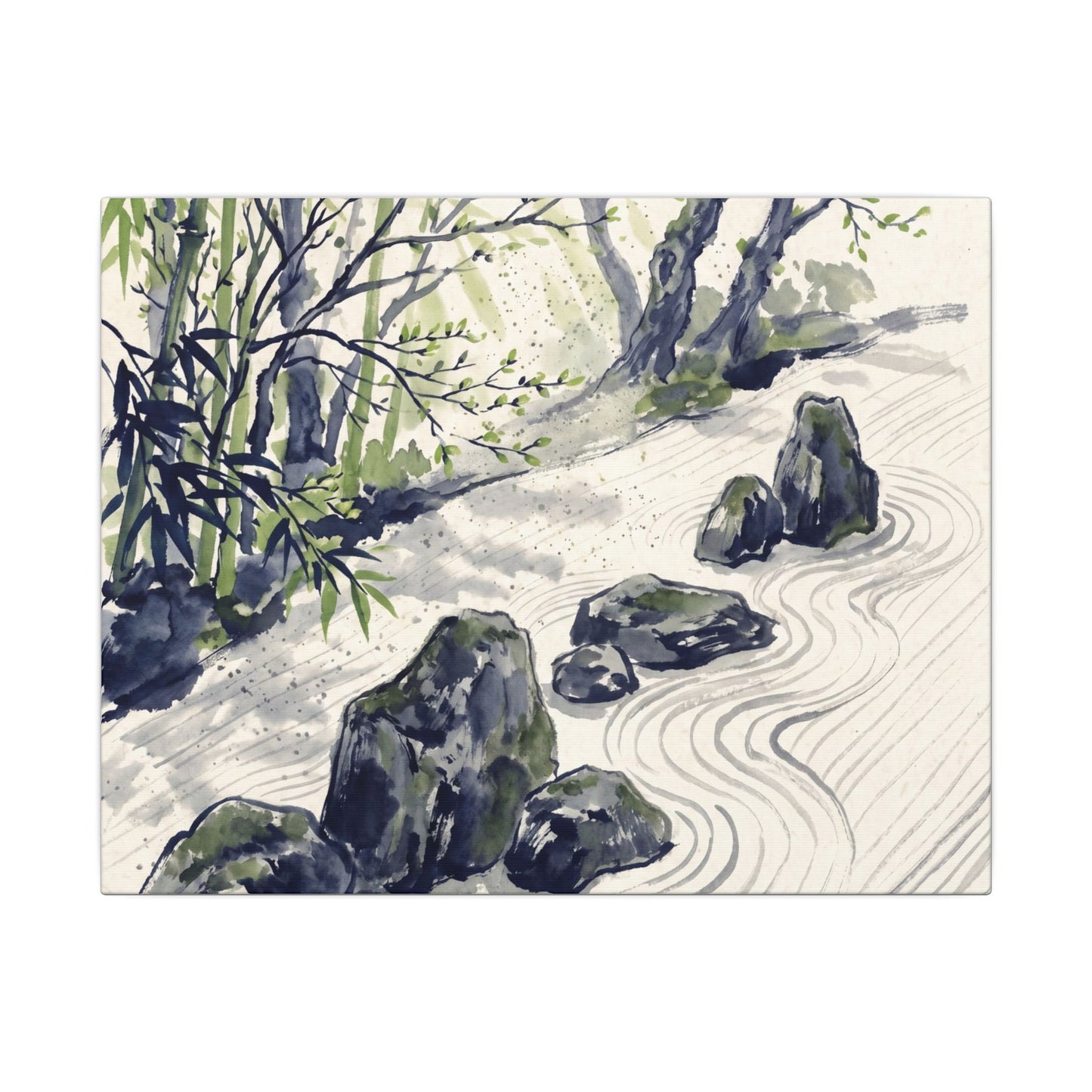 Dappled Rock Garden Canvas Art - Zen Mono No Aware