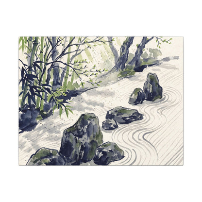 Dappled Rock Garden Canvas Art - Zen Mono No Aware