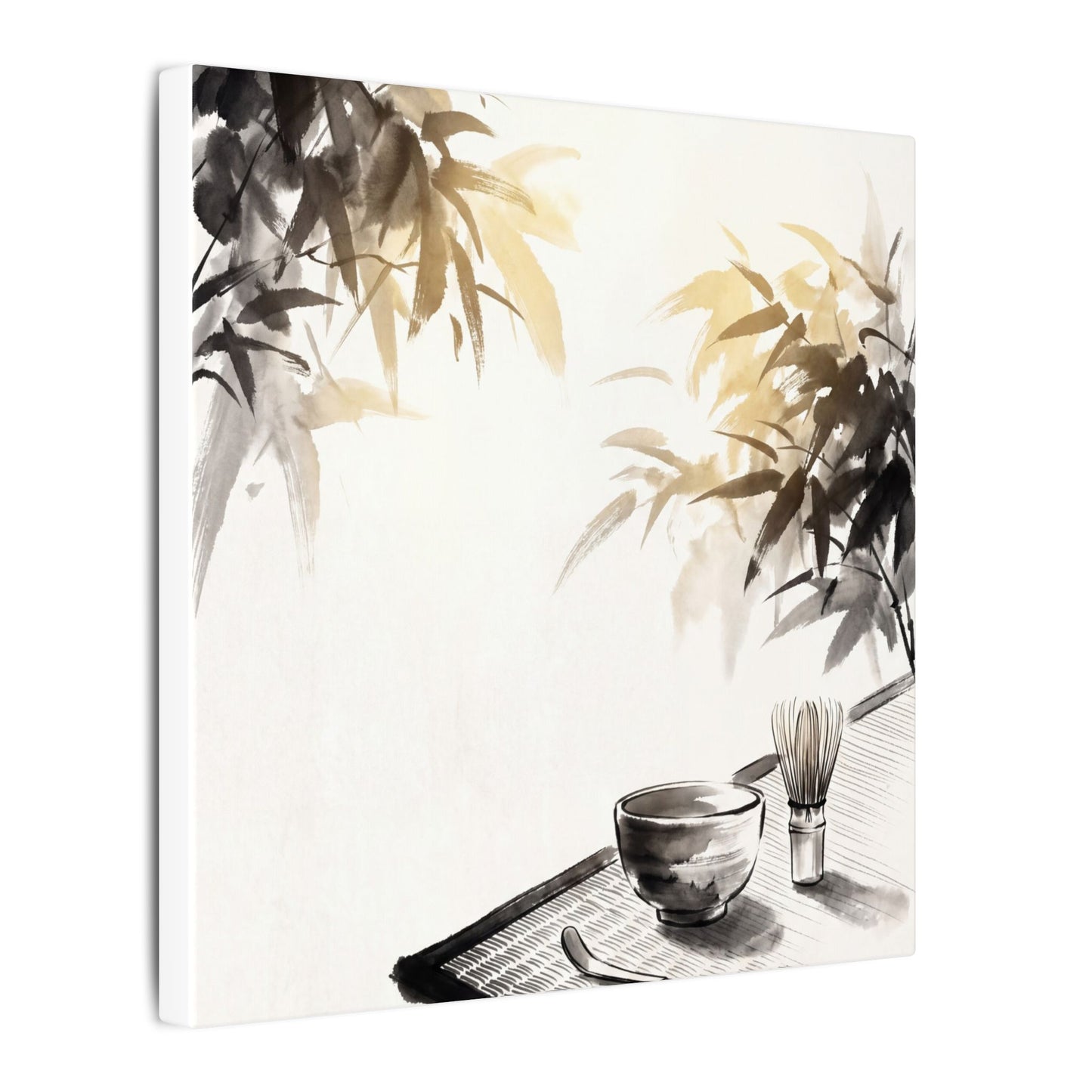 Tea Ceremony Sumi E Canvas Art | Serene Zen Art
