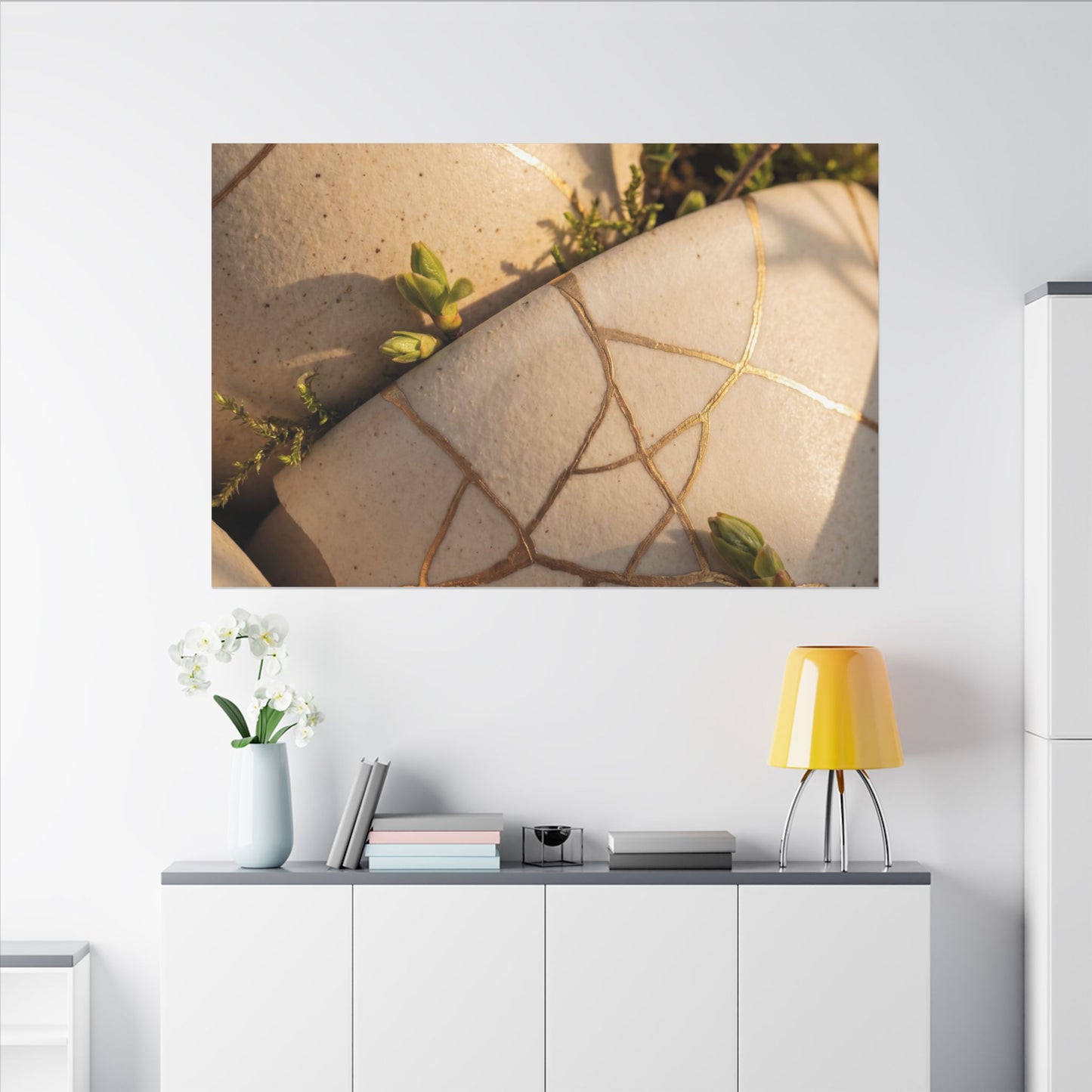 Spring Broken Pottery Gold Vein Canvas Art | Beautiful Decor