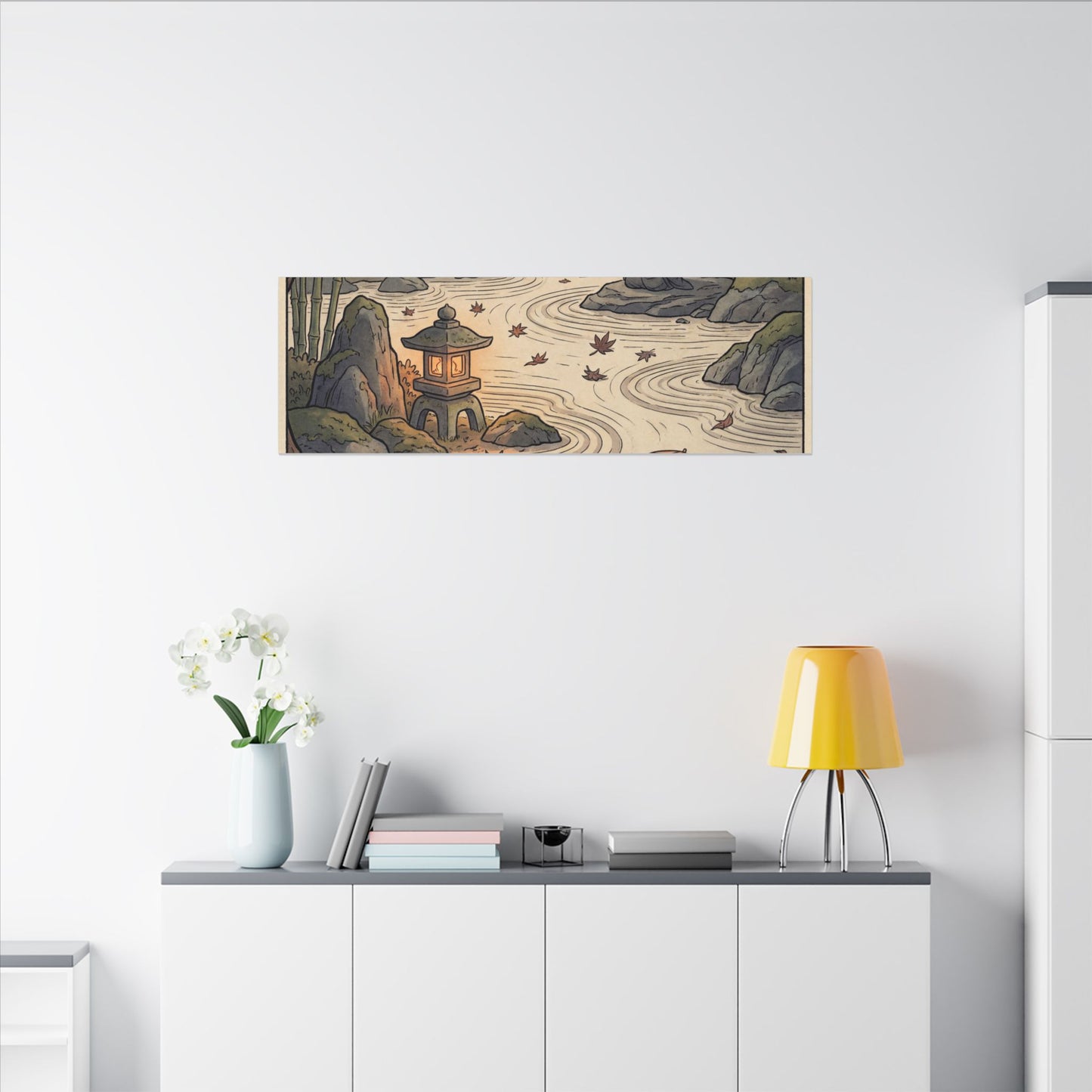 Rock Garden Autumn Canvas Art | Zen Serene Design