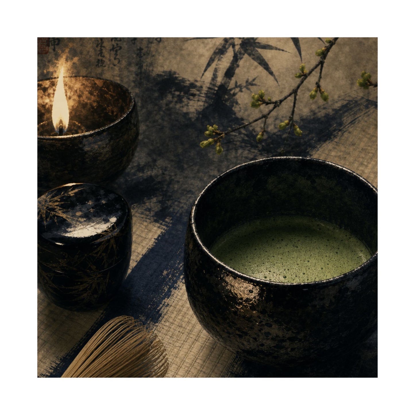 Tea Ceremony Sumi E Wall Art Print | Contemplative Zen Art