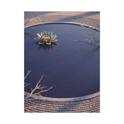 Lotus Flower Canvas Art | Winter Zen Karesansui Art