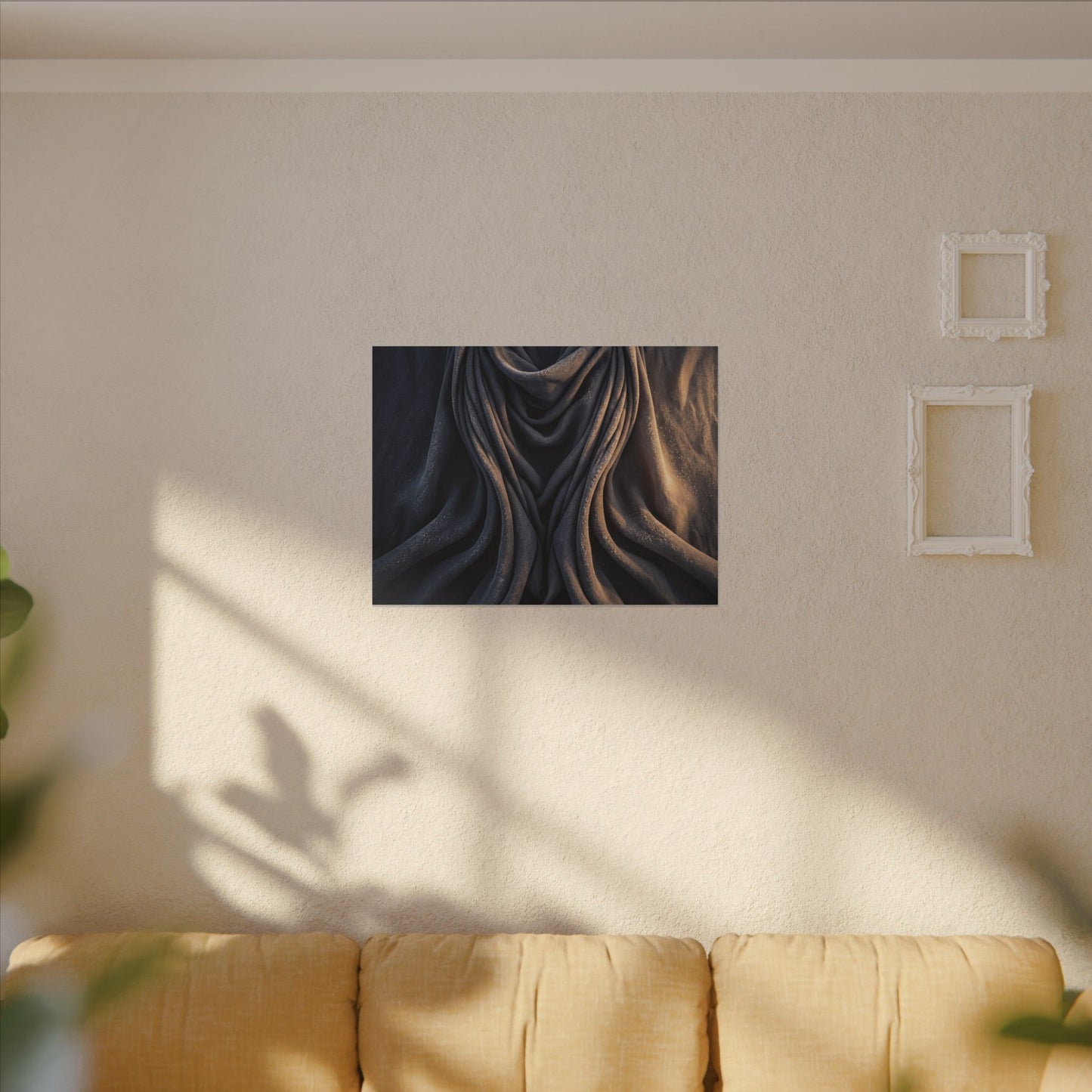 Moody Silk Drape Canvas Art - Shadow Zen Dark Japandi