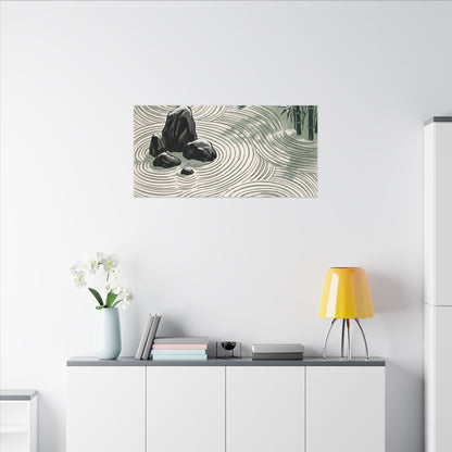 Shibui Rock Garden Canvas Art - Zen Ukiyo E Inspired