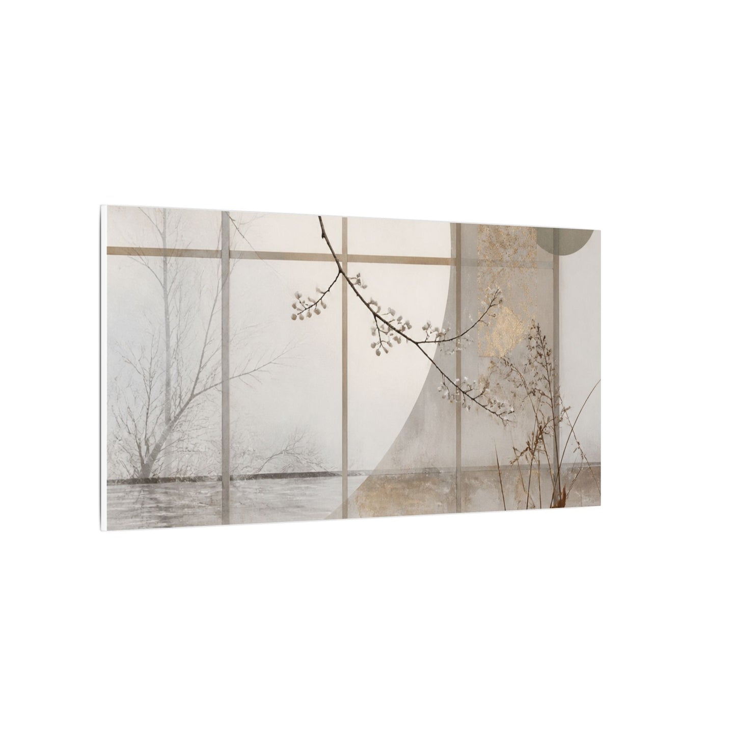 Winter Shoji Screen Japanese Pattern Canvas Art | Elegant Decor