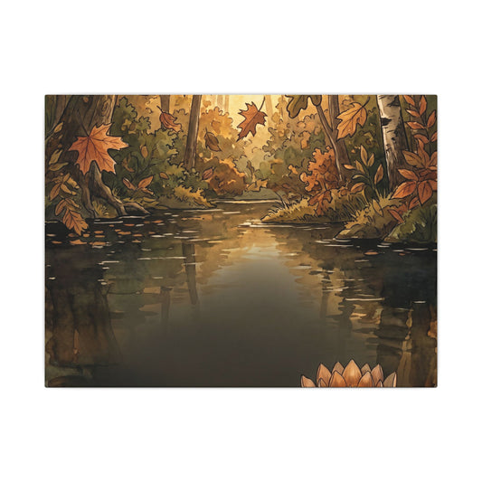 Lotus Flower Forest Whimsy Canvas Art | Earthy Cottagecore Art
