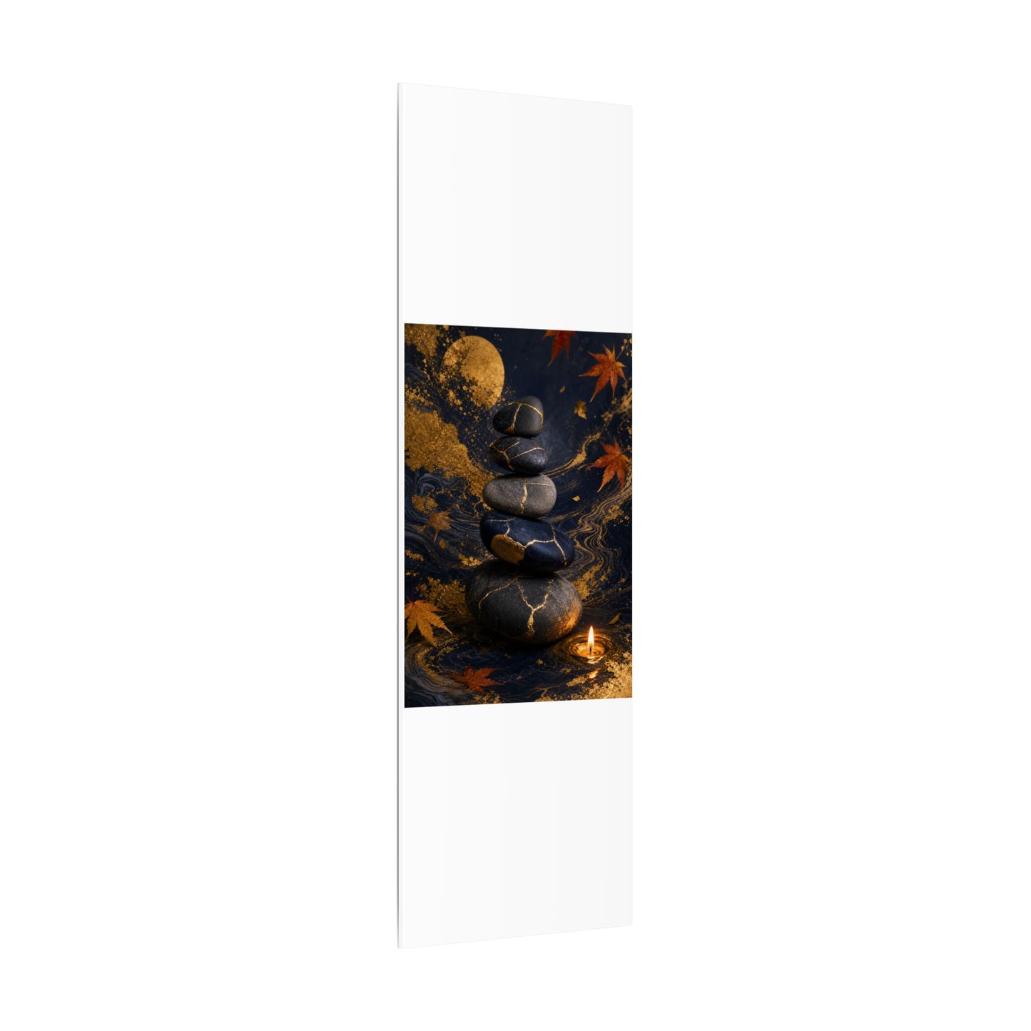 River Stones Autumn Canvas Art | Kintsugi Artful Design