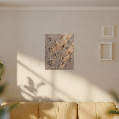 Japandi Dried Flowers in Golden Hour | Watercolor Canvas Art