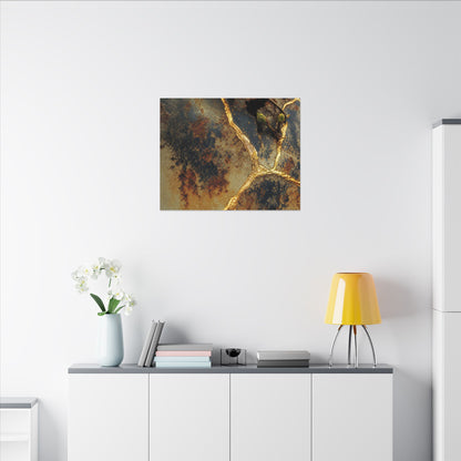 Datsuzoku Rust Patina Canvas Art - Kintsugi Crackle Gold
