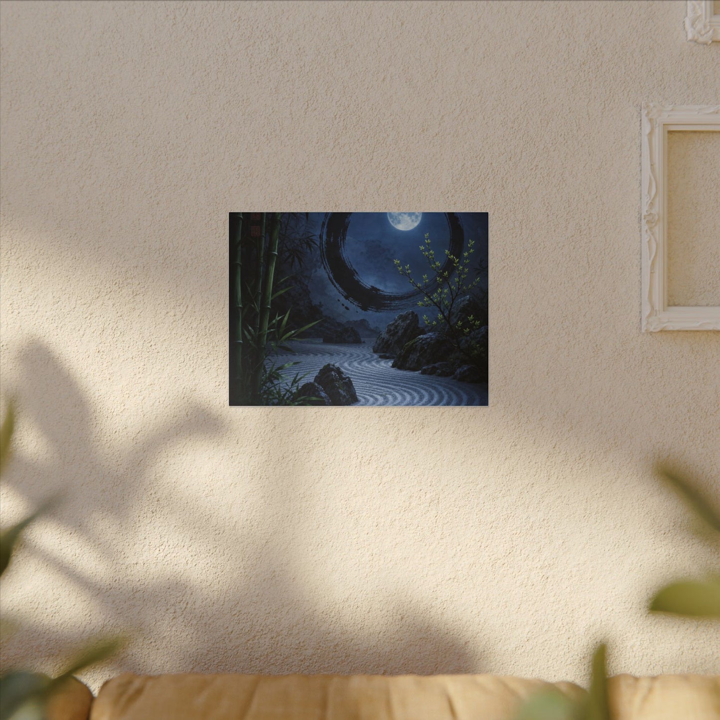 Serene Rock Garden Canvas Art - Enso Zen