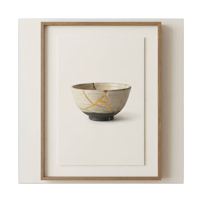 Kintsugi Charcoal Canvas Art Art Print