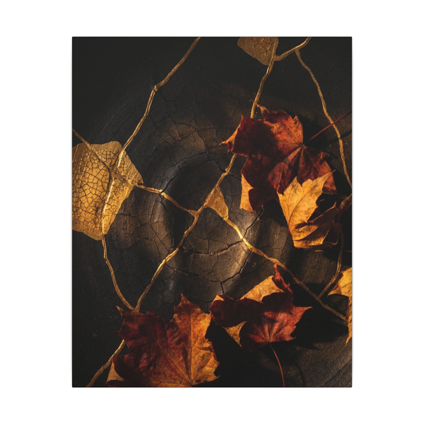Resilient Shadow Play Canvas Art - Crackle Gold Kintsugi