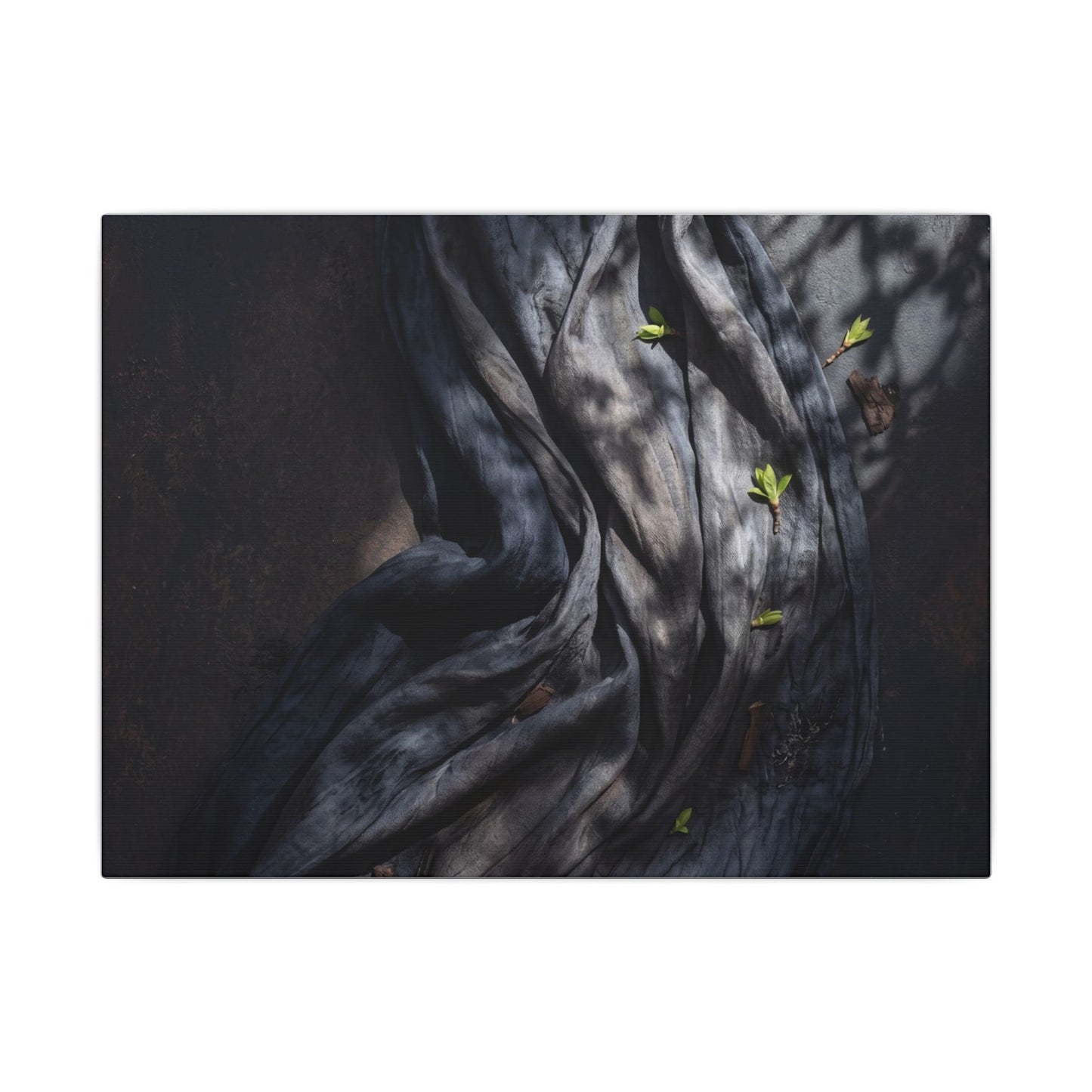 Seijaku Silk Drape Canvas Art - Dark Japandi Dark Texture