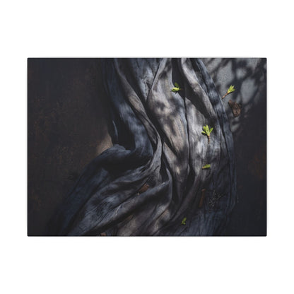 Seijaku Silk Drape Canvas Art - Dark Japandi Dark Texture