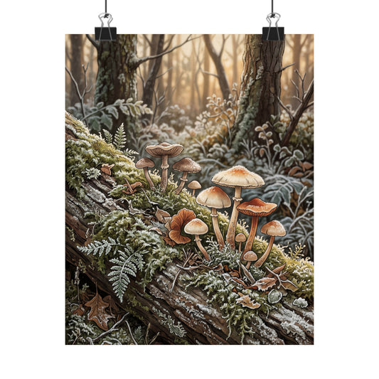 Cottagecore Wild Mushrooms in Golden Hour | Forest Whimsy Wall Art Print Art Print