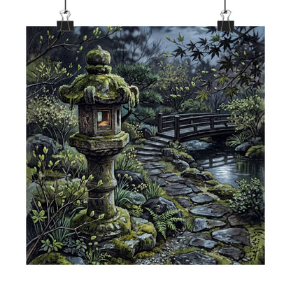 Cozy Stone Lantern Wall Art Print - Texture Japandi Art Print