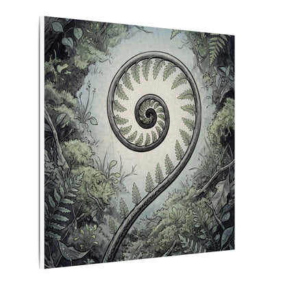 Zen Fern Unfurling in Dawn | Ukiyo E Inspired Canvas Art