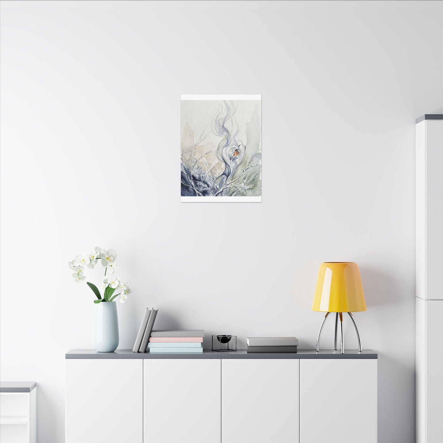 Earthy Incense Smoke Canvas Art - Watercolor Japandi
