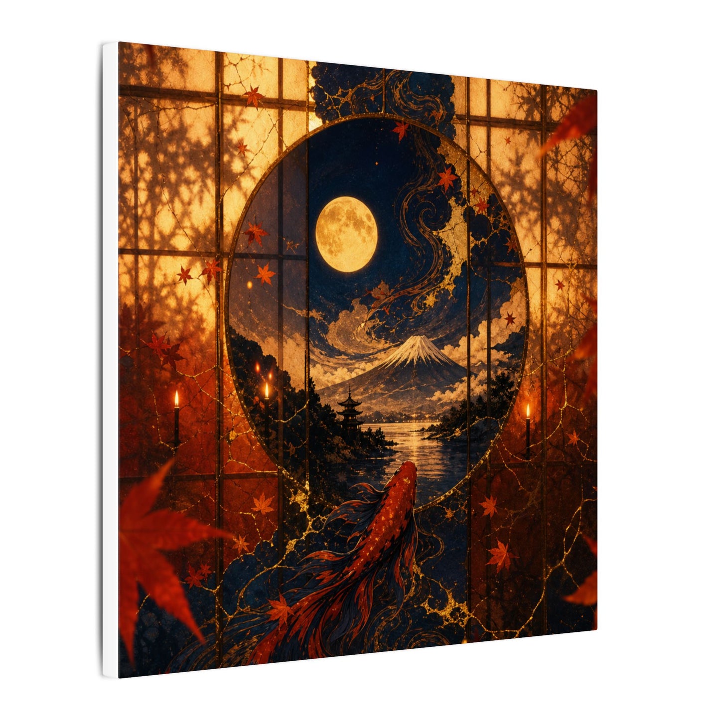 Beautiful Shoji Screen Canvas Art - Gold Vein Kintsugi