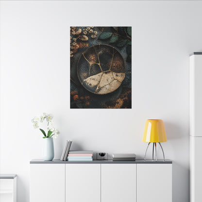 Kintsugi Rust Patina in Dawn | Gold Repair Canvas Art