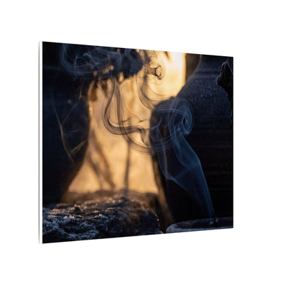 Incense Smoke Canvas Art | Winter Dark Japandi Shadow Zen Art