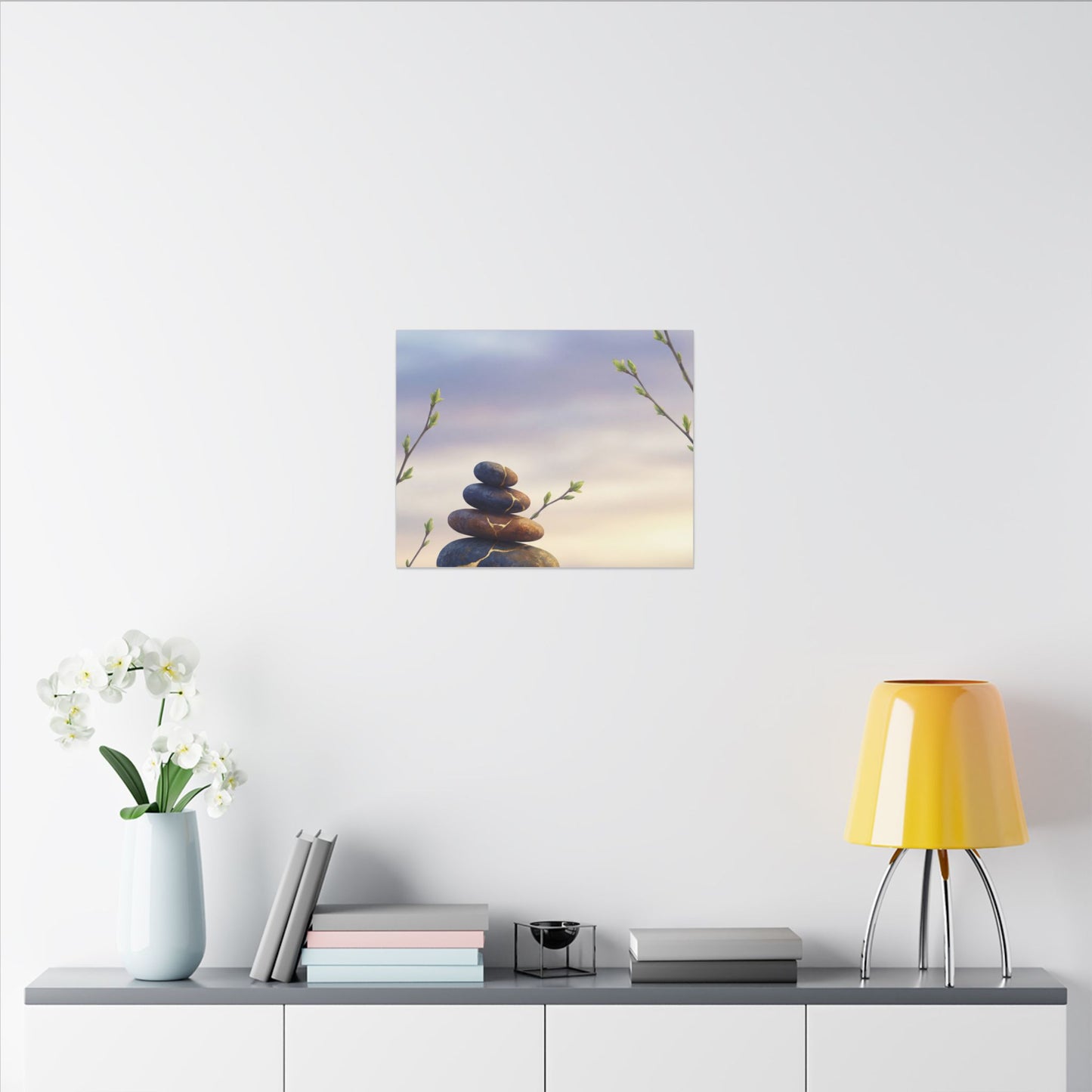 Spring River Stones Gold Vein Canvas Art | Philosophical Decor