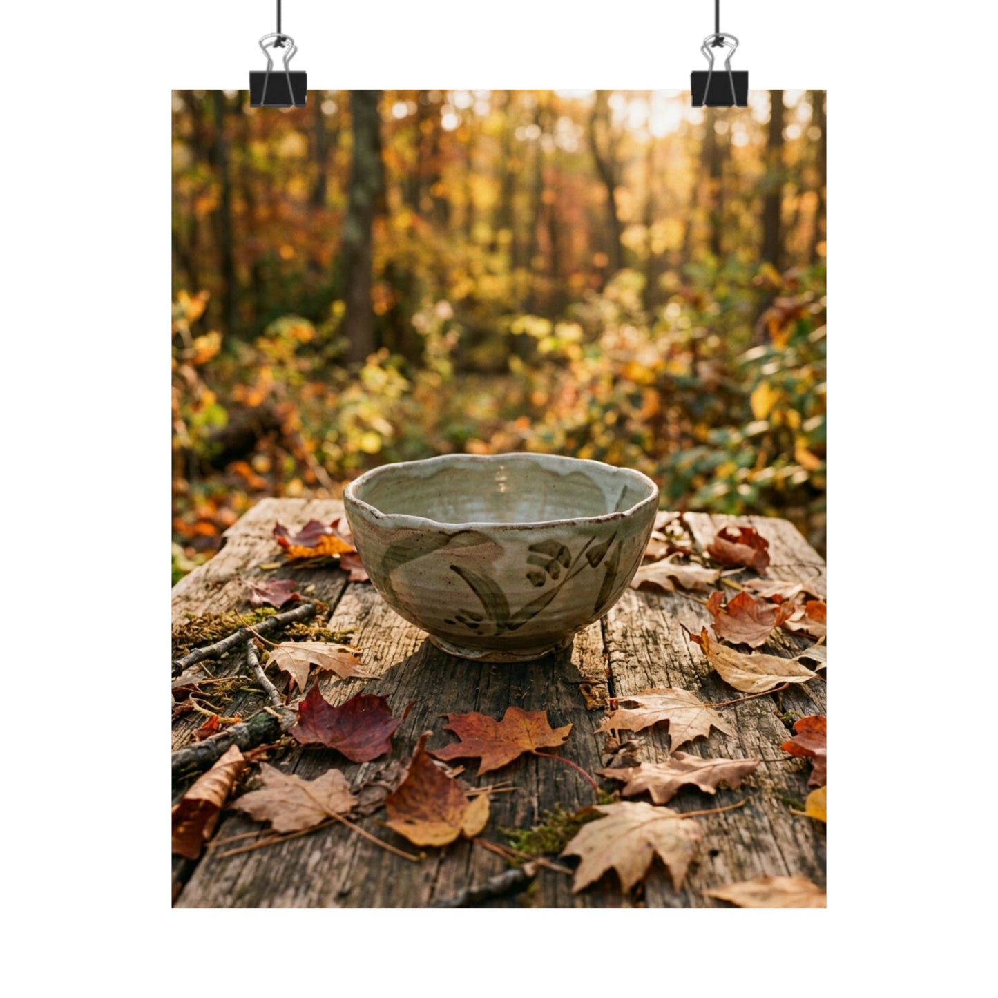 Golden Hour Ceramic Bowl Wall Art Print - Japandi Fukinsei Art Print
