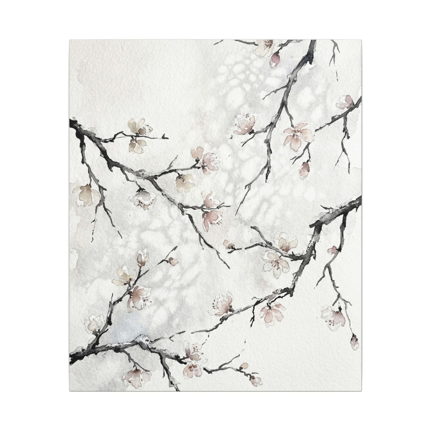 Cherry Blossom Canvas Art | Winter Japandi Watercolor Art