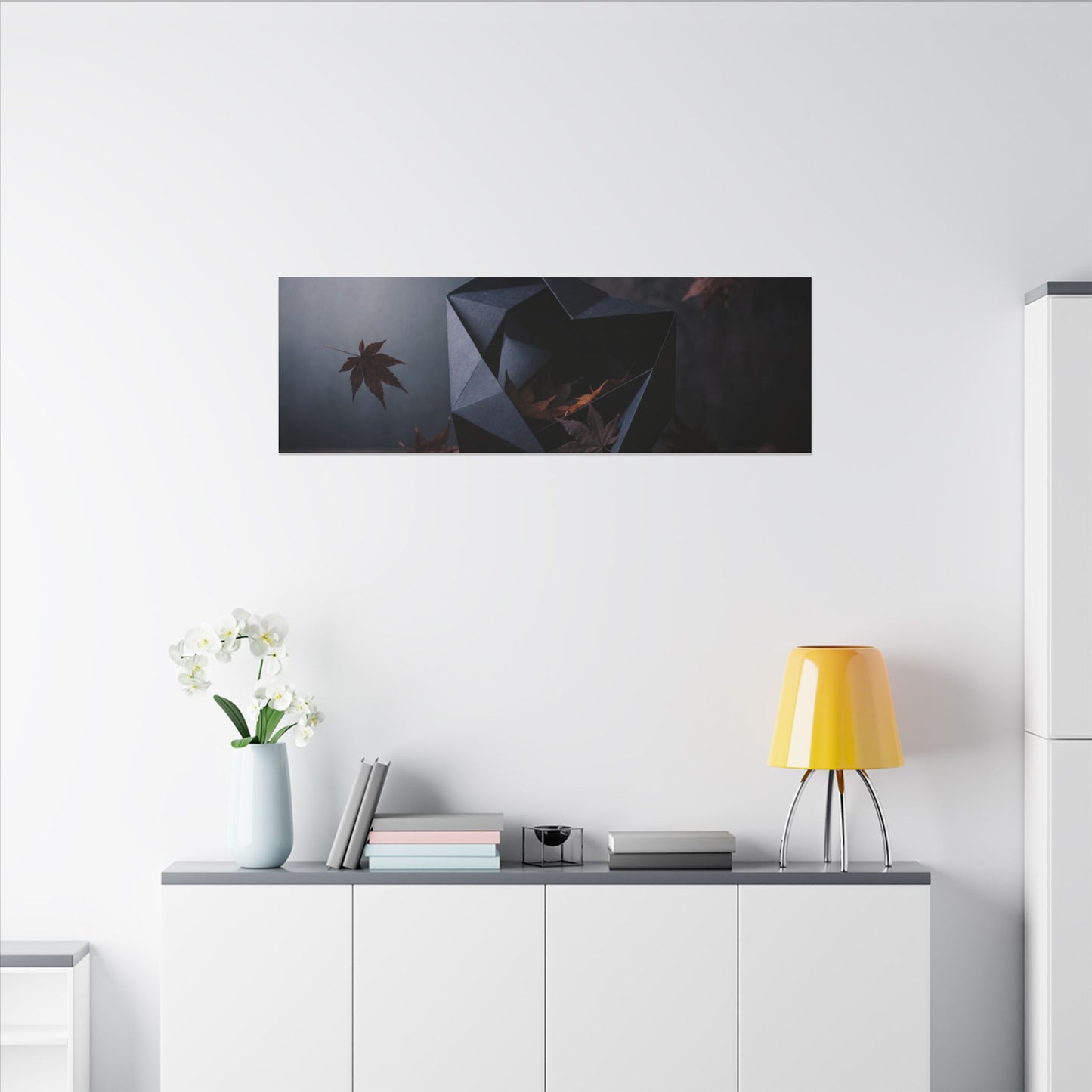 Dark Japandi Paper Fold in Dawn | Shadow Zen Canvas Art