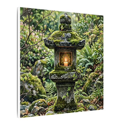 Neutral Stone Lantern Canvas Art - Japanese Pattern Japandi
