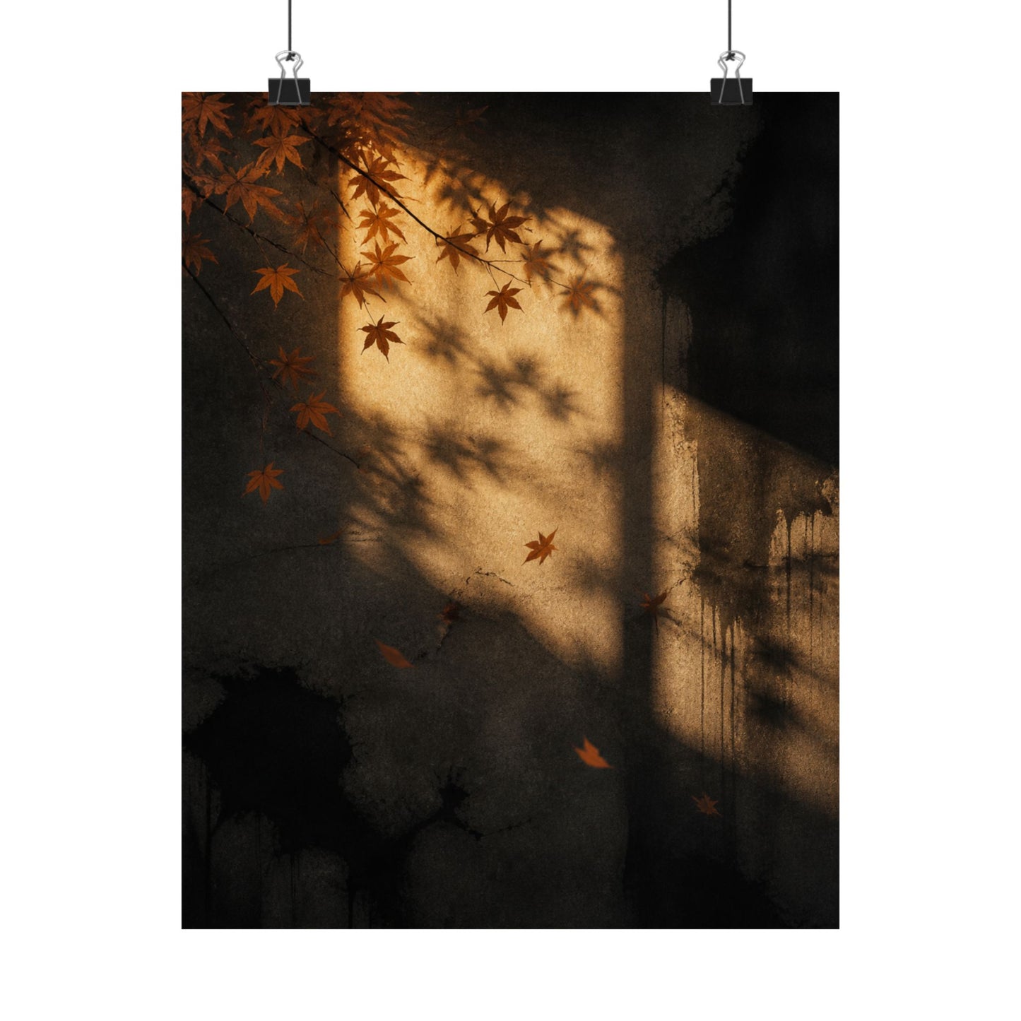 Sophisticated Shadow Play Wall Art Print - Charcoal Ink Dark Japandi