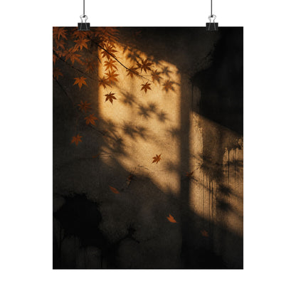 Sophisticated Shadow Play Wall Art Print - Charcoal Ink Dark Japandi