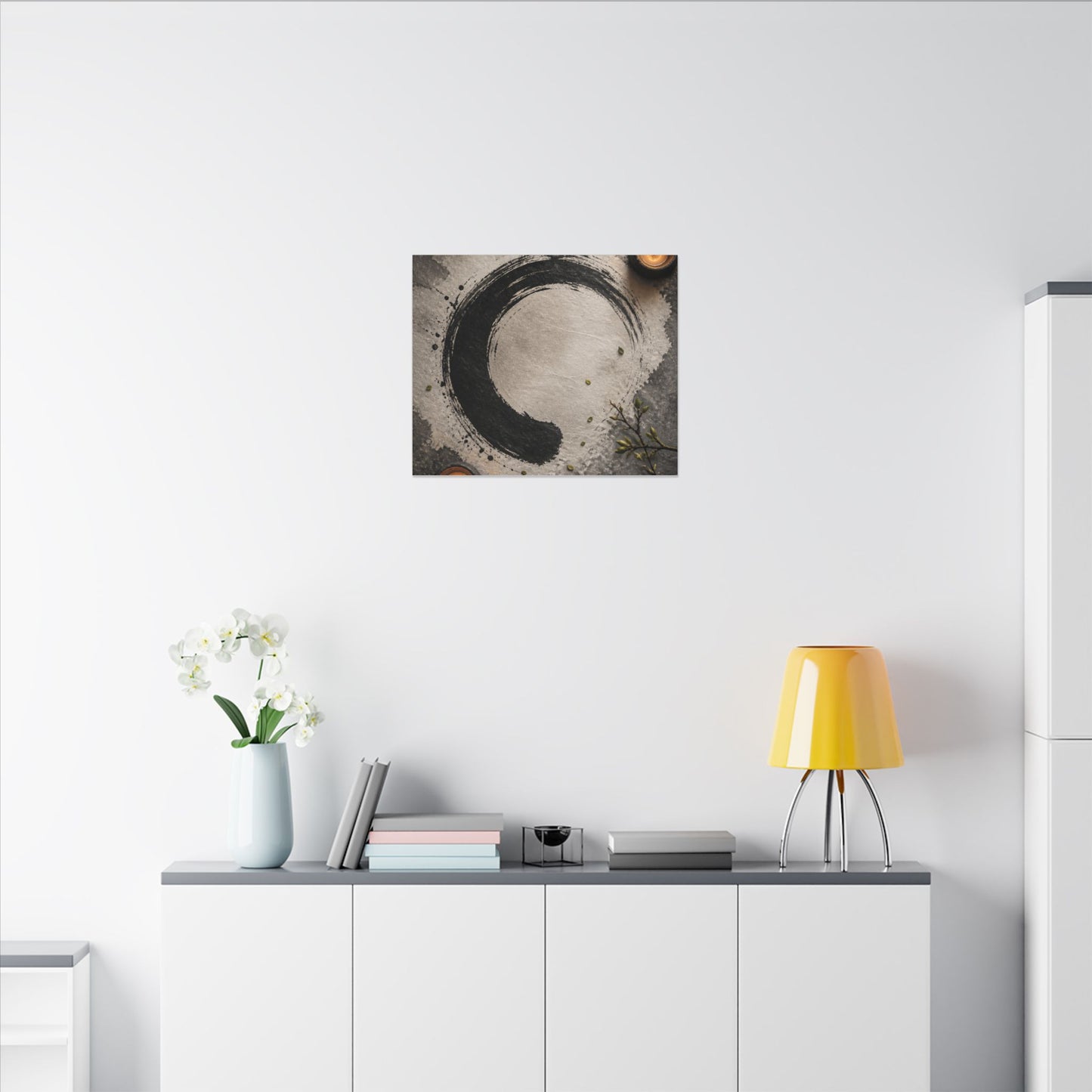 Candlelight Ink Brushstroke Canvas Art - Zen Ma
