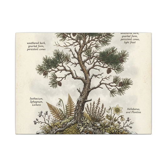 Pine Tree Herbarium Canvas Art | Nostalgic Cottagecore Art