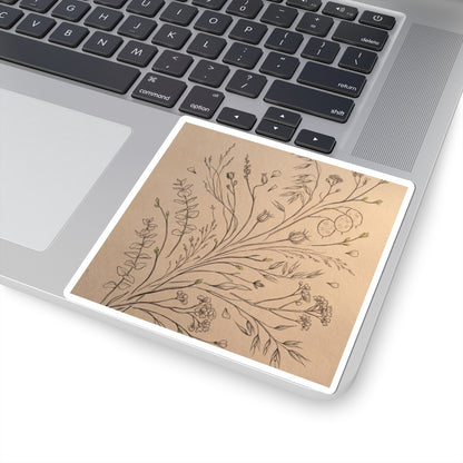 Dried Flowers Sticker | Spring Japandi Minimal Line Art Art Print