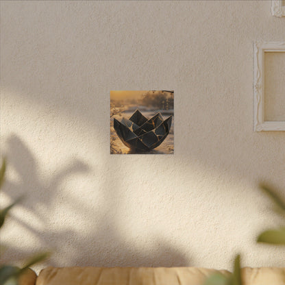 Kintsugi Paper Fold in Golden Hour | Gold Repair Canvas Art